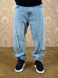 SHREDDED BAGGY JEANS BLEU