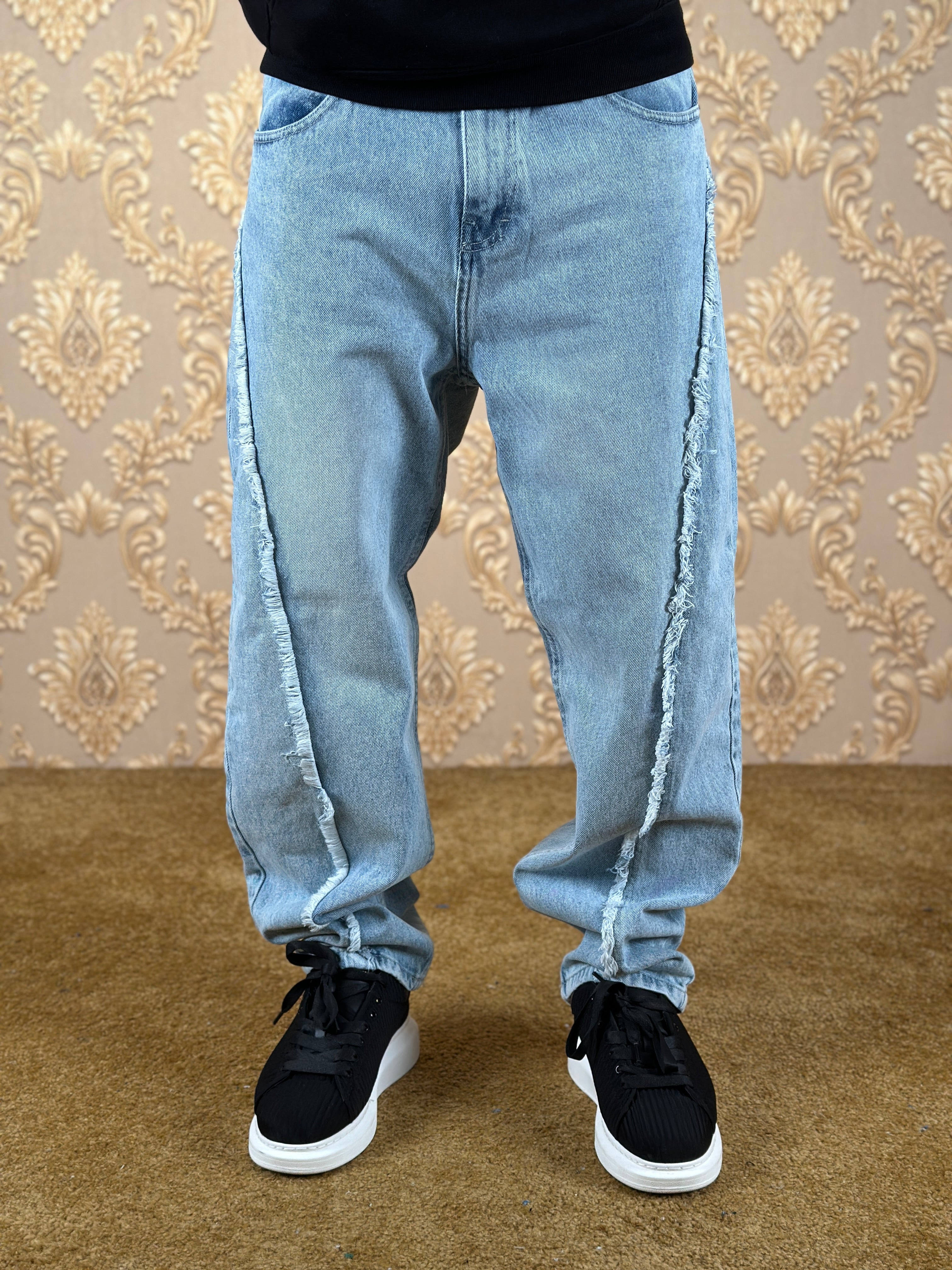 SHREDDED BAGGY JEANS BLEU