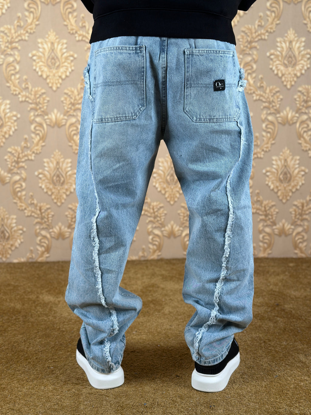 SHREDDED BAGGY JEANS BLEU