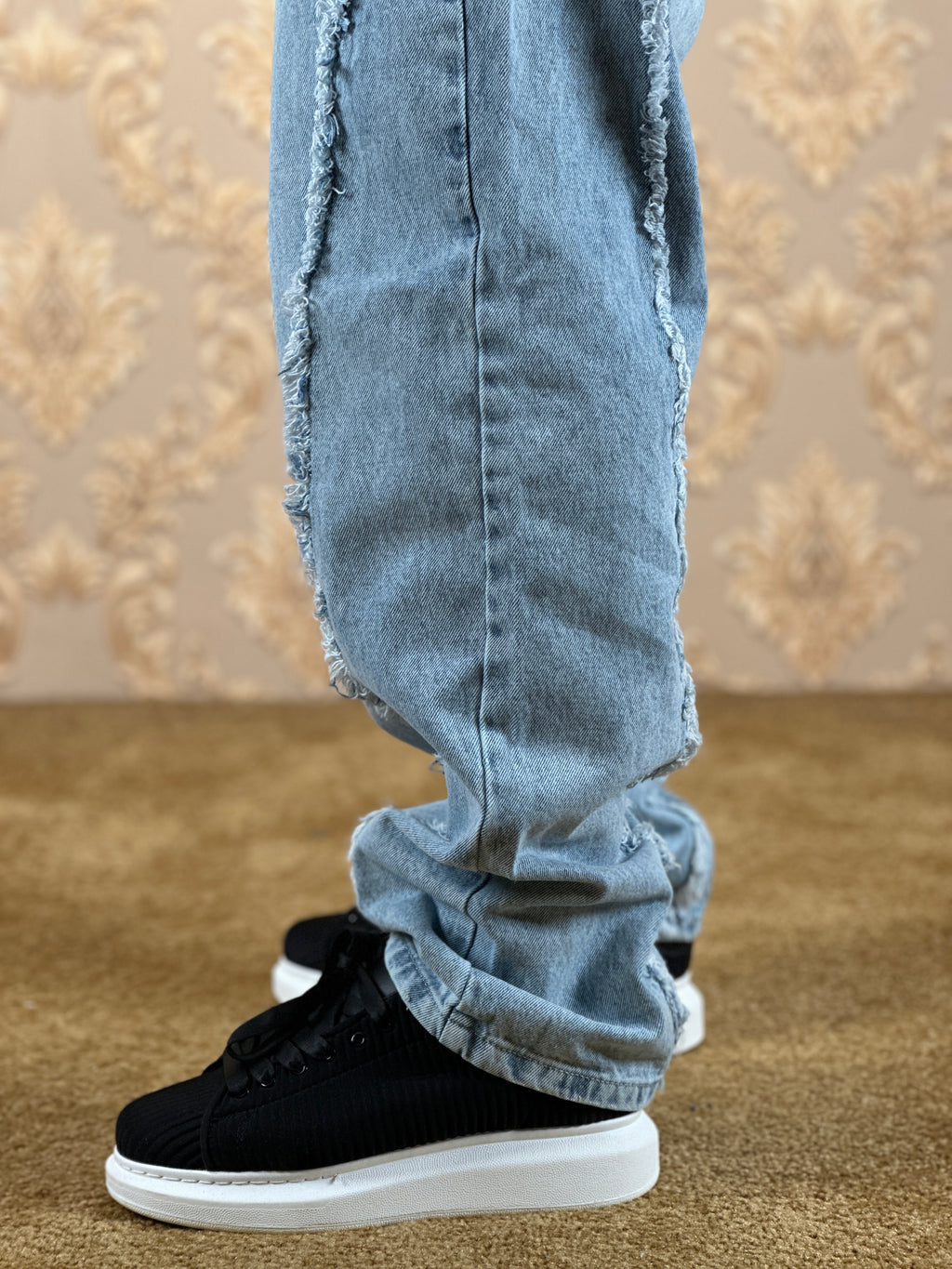 SHREDDED BAGGY JEANS BLEU