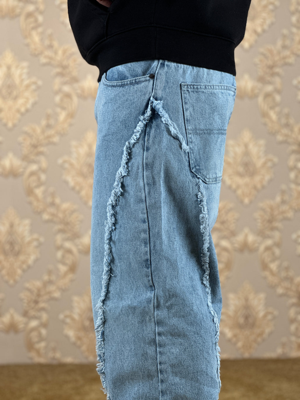 SHREDDED BAGGY JEANS BLEU