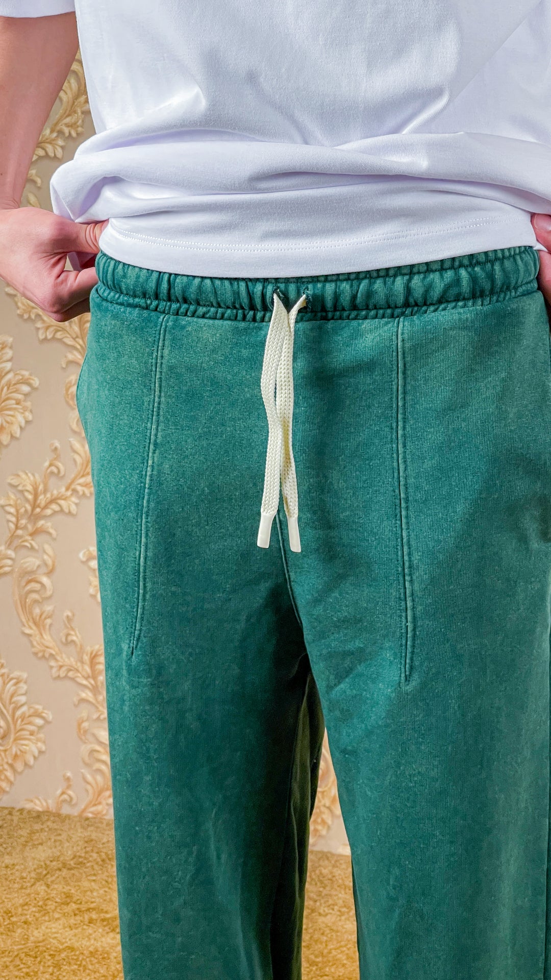 PANTALON BAGGY DÉLAVÉ - VERT